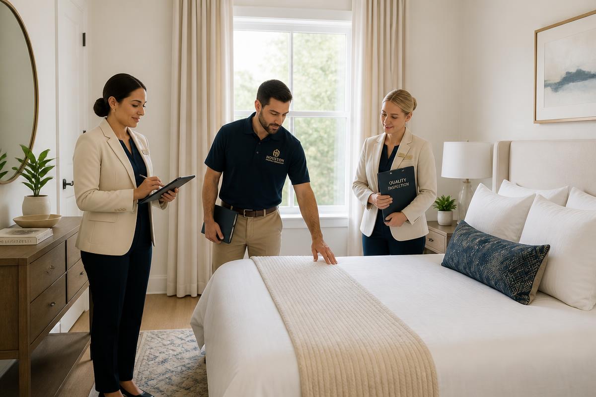 GSL team performing a quality inspection in a boutique hotel room